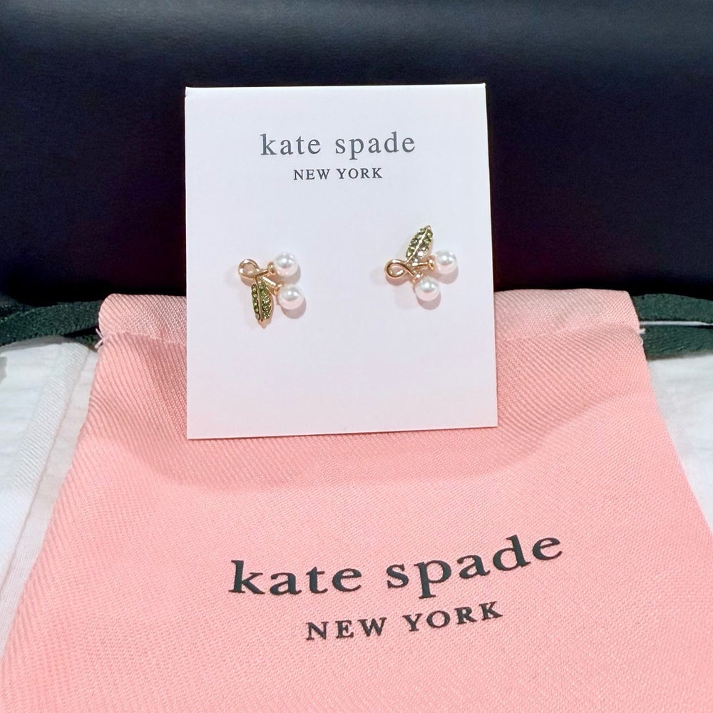 Kate Spade Gold and Pearl Leaf Earrings